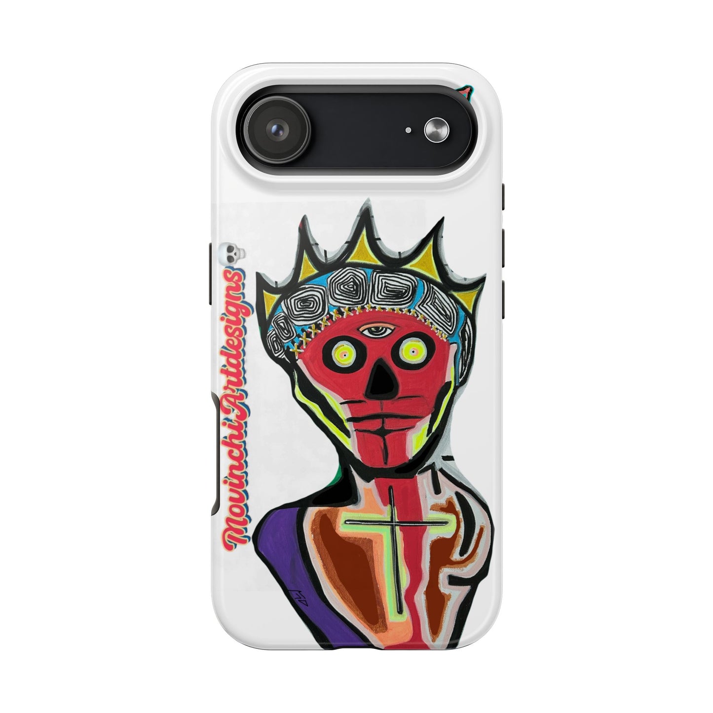 Artistic Crown KING GRAY  Skull Tough Phone Case — Colorful Abstract Guardian Design