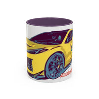 ZR1 Lover Coffee Mug — Yellow Sports Car & Boston Terrier Accent Mug (11/15 oz)