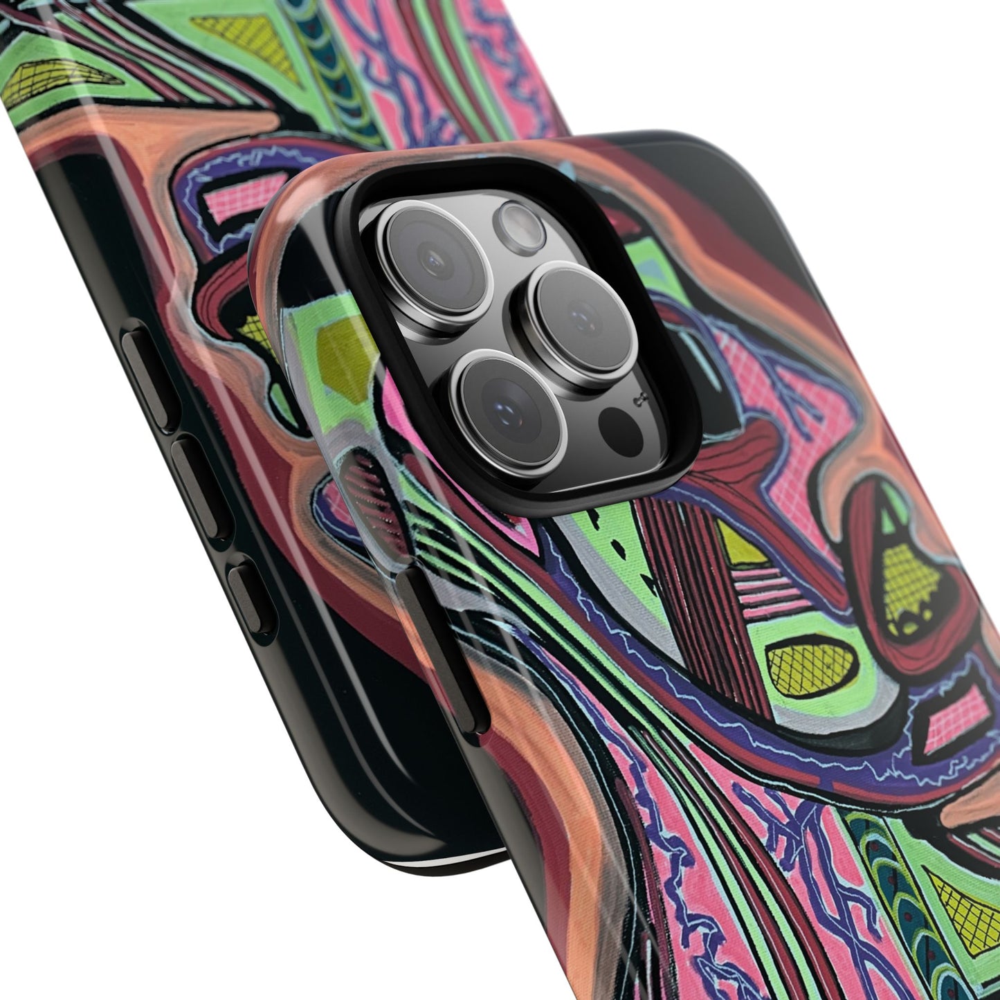 HEART ATTACK Abstract Neon Face Tough Phone Case – Vibrant Art Phone Cover