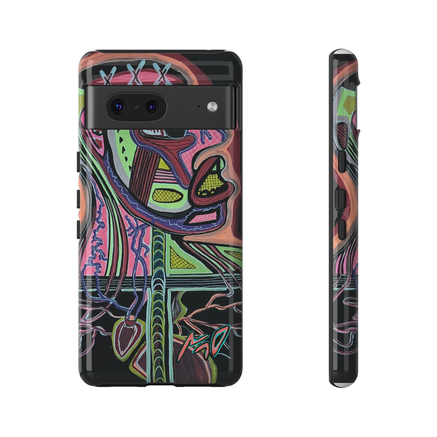 HEART ATTACK Abstract Neon Face Tough Phone Case – Vibrant Art Phone Cover