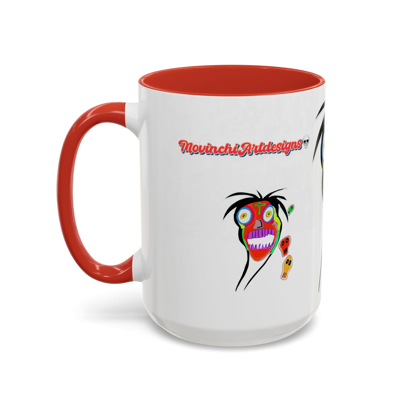 Skullface Accent Coffee Mug — Colorful Day of the Dead Pop Art (11/15oz)