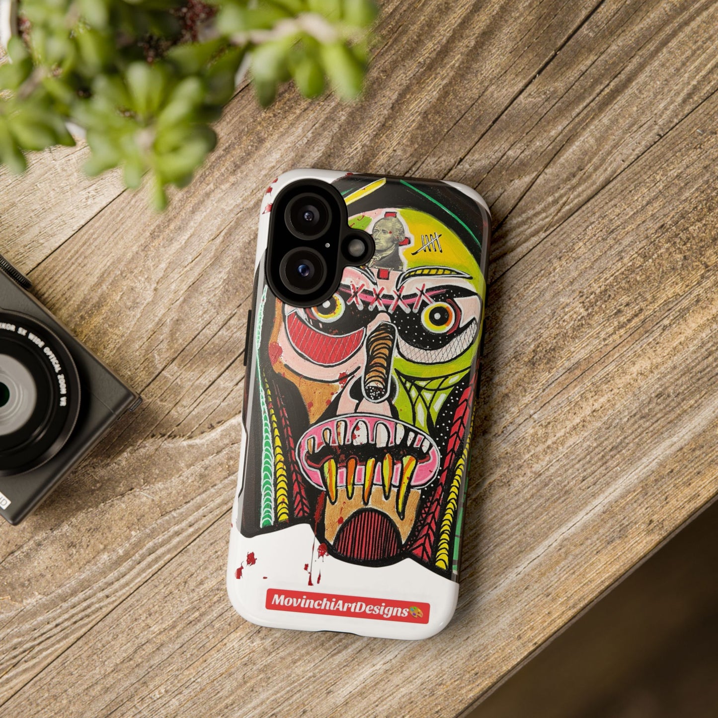 KUNTA.  Abstract Tribal Skull Phone Case — Colorful Street Art Protective Cover