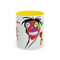 Skullface Accent Coffee Mug — Colorful Day of the Dead Pop Art (11/15oz)