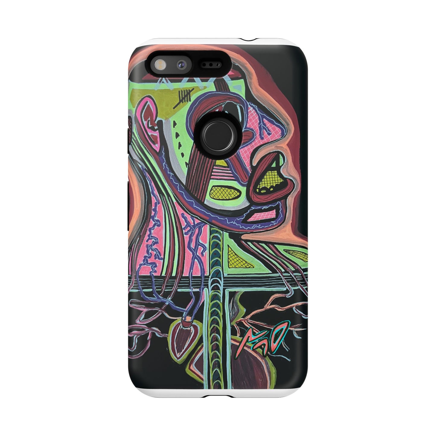 HEART ATTACK Abstract Neon Face Tough Phone Case – Vibrant Art Phone Cover
