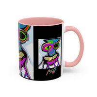 Abstract Alien Art Coffee Mug — Colorful Surreal Creature Accent Mug