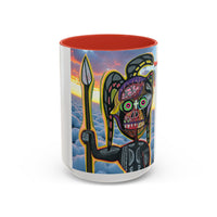 Surreal VINCENT Tribal Warrior Accent Coffee Mug — Colorful Skull Art 11/15oz