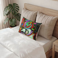 Abstract Neon Doodle Pillow Sham — Colorful Psychedelic Cotton Throw