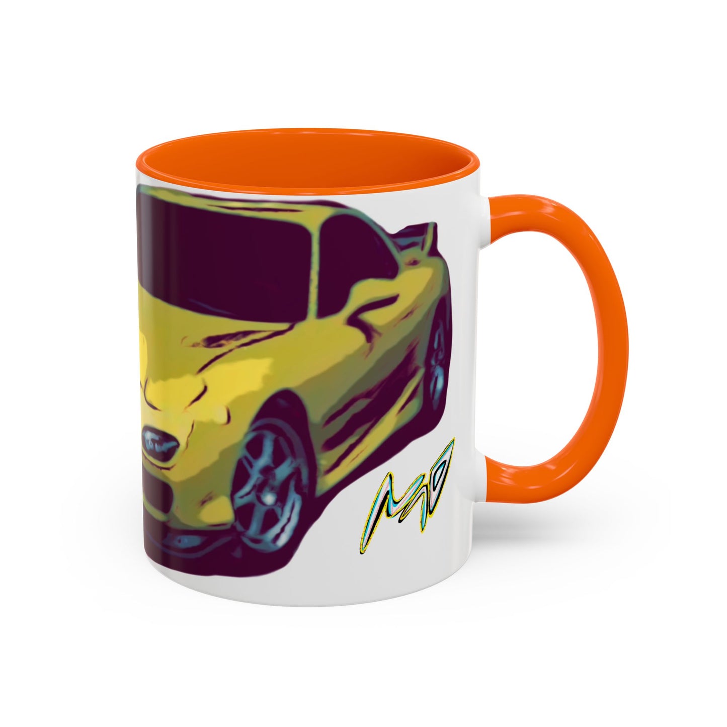 RX7  Coffee Mug — Yellow Sports Car Illustration Accent Mug
