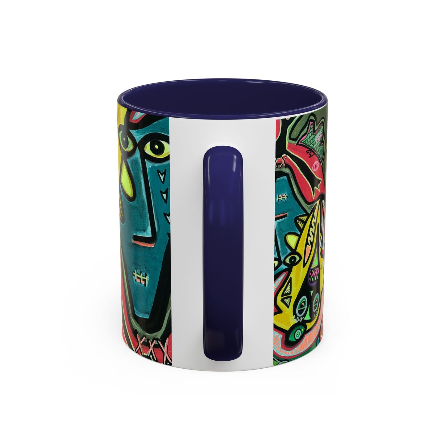 AbstractCONCERT.   Pop Art Coffee Mug — Colorful Faces Accent Mug (11/15 oz)