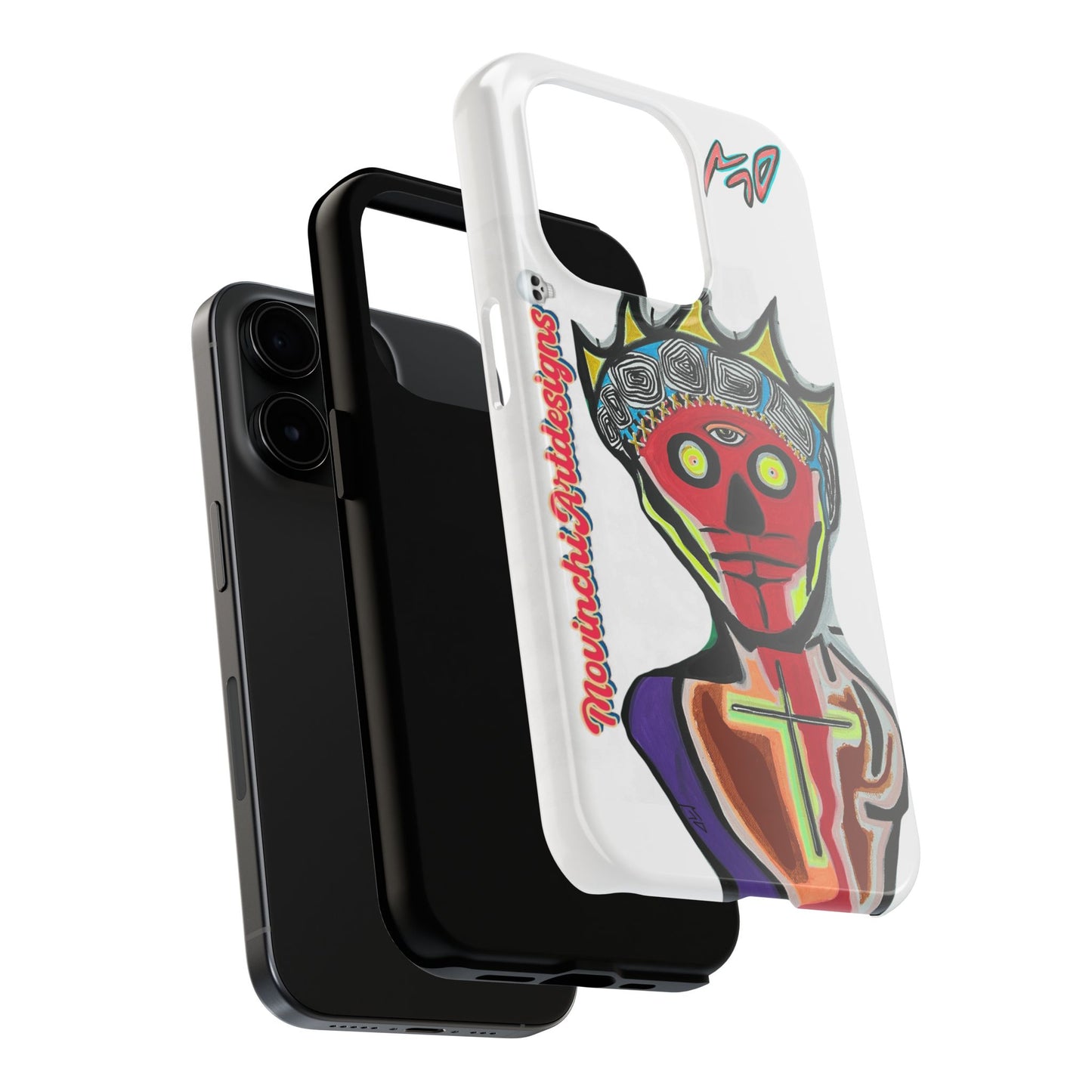 Artistic Crown KING GRAY  Skull Tough Phone Case — Colorful Abstract Guardian Design