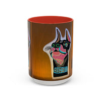 Colorful Doberman Accent Coffee Mug — Vibrant Dog Portrait Ceramic Mug (11/15oz)
