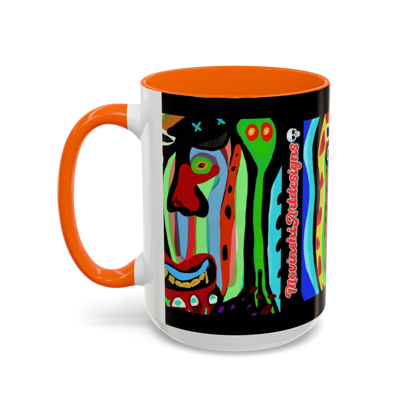 CRAZY.   Neon Face Accent Coffee Mug – Colorful Psychedelic Art Ceramic Mug