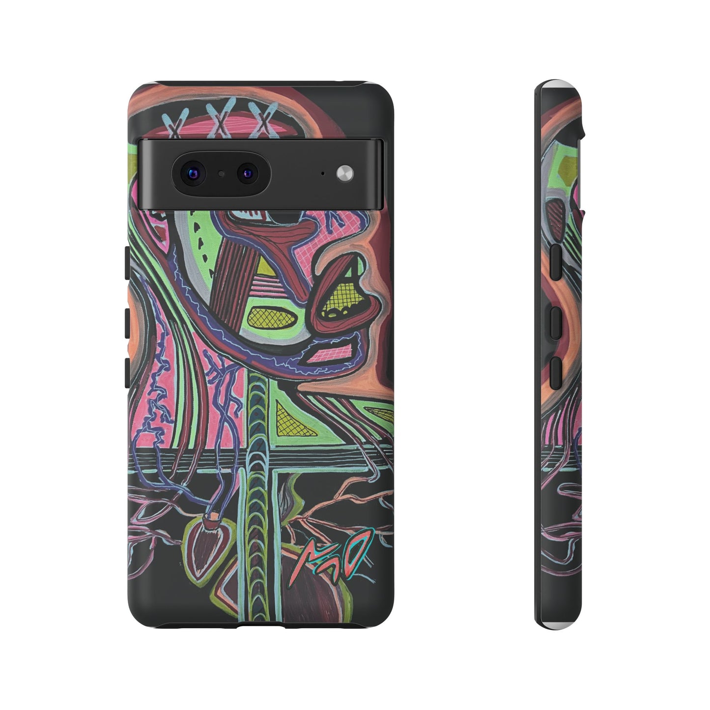 HEART ATTACK Abstract Neon Face Tough Phone Case – Vibrant Art Phone Cover